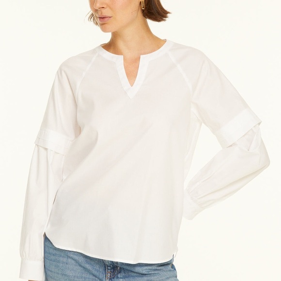 Harshman Callet Blouse White Long Sleeve Cotton Relaxed Fit - Size Small NWT - Picture 1 of 7